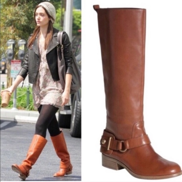 Coach Shoes - Coach leather riding boots brass buckle detail